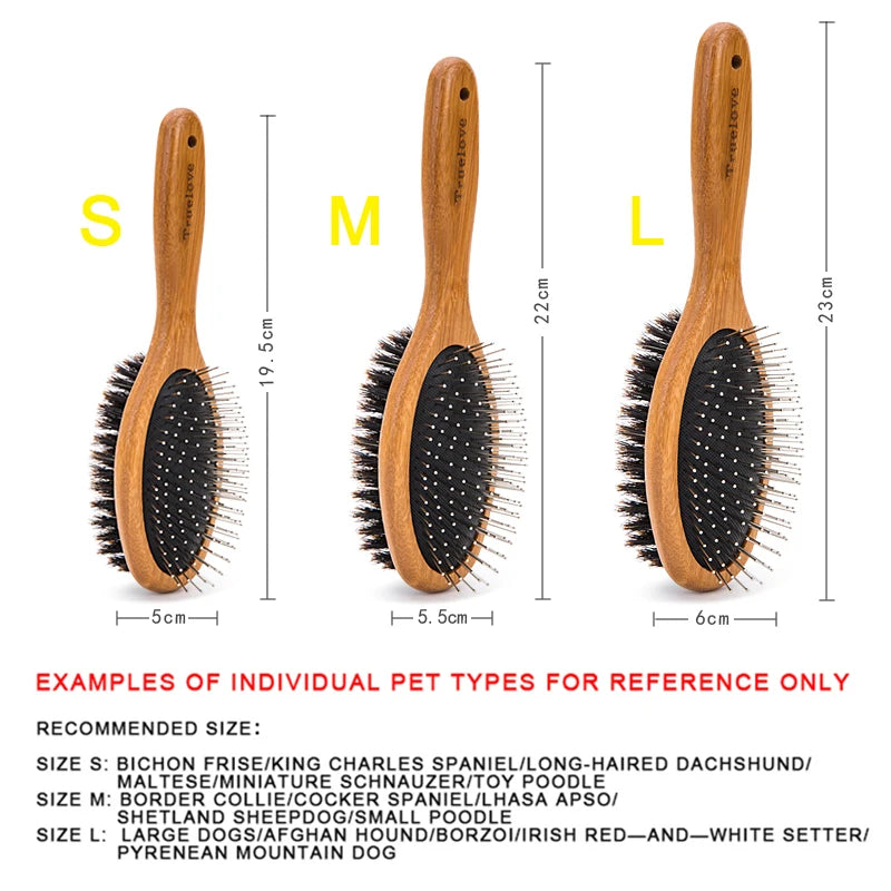 Brosse Double Face Truelove pour Chien & Chat — Acier Inox, Bambou