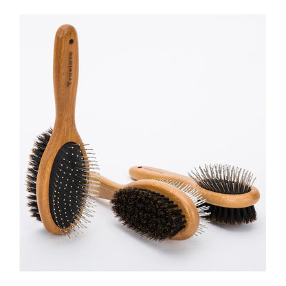 Brosse Double Face Truelove pour Chien & Chat — Acier Inox, Bambou