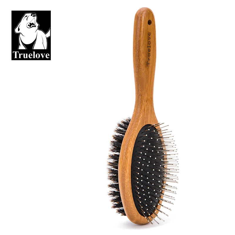 Brosse Double Face Truelove pour Chien & Chat — Acier Inox, Bambou
