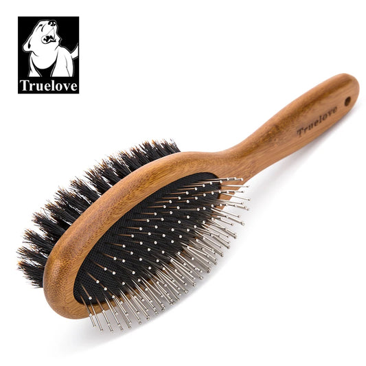 Brosse Double Face Truelove pour Chien & Chat — Acier Inox, Bambou
