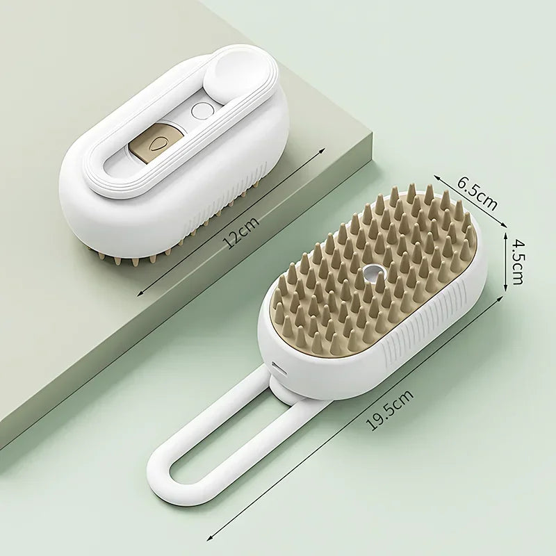 Brosse Vapeur 3-en-1 pour Chat — Toilettage, Massage & Suppression des Poils