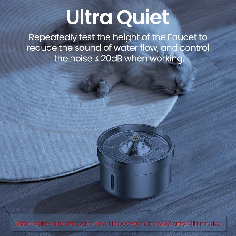 Fontaine à Eau pour Chat & Chien ROJECO — Acier Inox, Silencieuse, Filtre