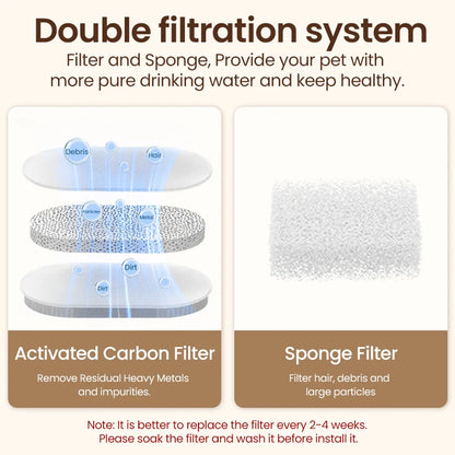 Fontaine à Eau pour Chat & Chien ROJECO — Acier Inox, Silencieuse, Filtre