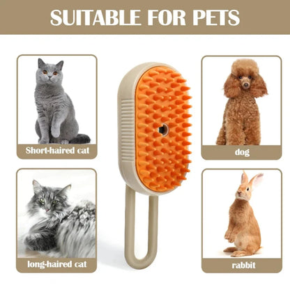 Brosse Vapeur 3-en-1 pour Chat — Toilettage, Massage & Suppression des Poils